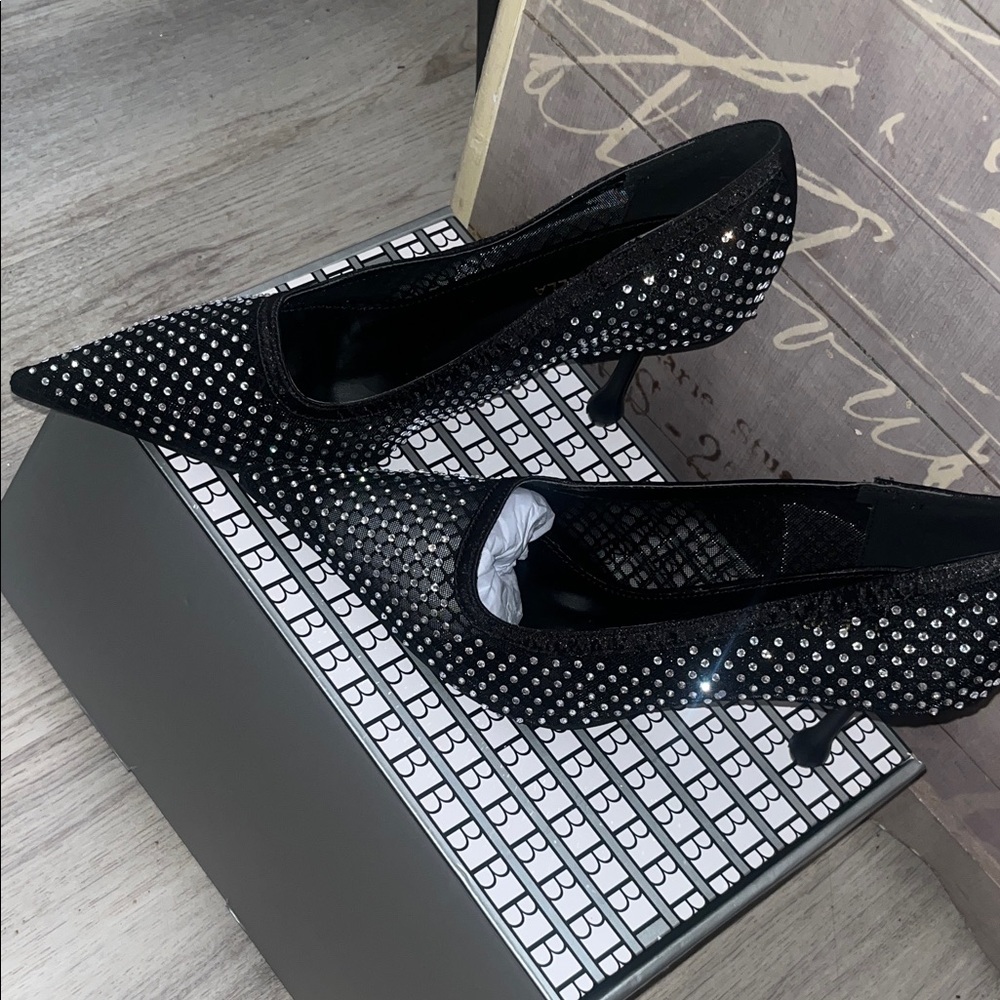Chic Black Studded Heels - Picture 3 of 8